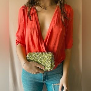 Vero Moda coral red women blouse size S NWT